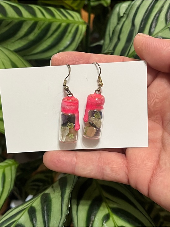 Jewelry - Apothecary Gemstone Chip Jar Earrings, Handmade
